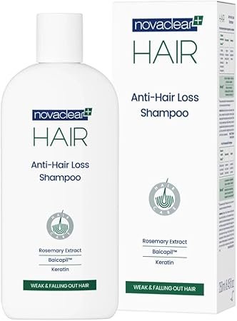 Novaclear Anti-Hair Loss Shampoo strengthens roots, reduces hair fall, and boosts growth for fuller, healthier hair.