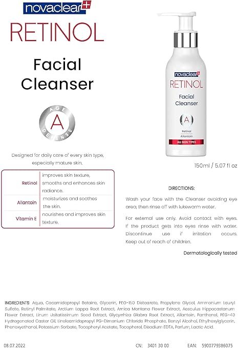 Novaclear Retinol Facial Cleanser – Anti-Aging & Skin Renewal Wash