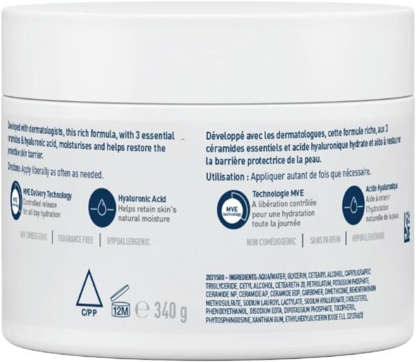 61C+Xfhj3aL._AC_SL1280_ CeraVe Moisturizing Cream for Dry to Very Dry Skin with Hyaluronic Acid 340 g