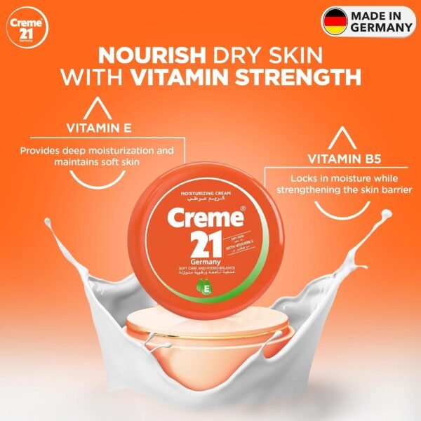 Creme 21 Soft Moisturizing Cream - 250ml | Face, Body & Hand Moisturizer with Vitamin E | Soft Hydrating Formula for Daily Use | Non Sticky Finish