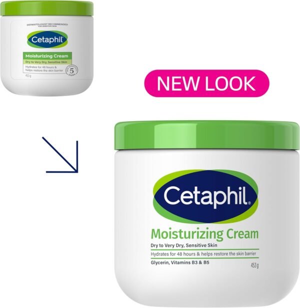 Cetaphil Moisturizing Cream | Face & Body | Men & Women | Normal to Dry to Very Dry Sensitive Skin | Non-Comedogenic | Vit B5, Niacinamid & Panthenol | Unscented | 453g | Dermatologist recommended